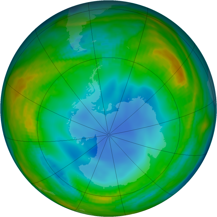Antarctic ozone map for 18 July 1986